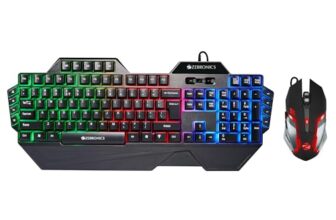 Zebronics Optimus Gaming Keyboard & Mouse Combo, Braided Cable, Gold Plated Usb, Upto 3600 Dpi, 6 Buttons, High Resolution Sensor, Multicolor Led, Dedicated Macro Keys, 117 Keys (Black)