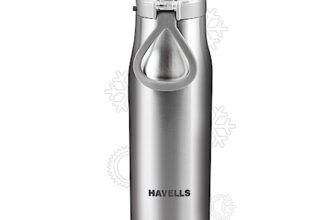 Havells Aqua-S Double Wall Hot/Cold Water Bottle, 304 Grade Stainless Steel Inner Body, Non Toxic, Leak Proof, Easy To Clean, 590 Ml Silver