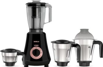 Havells Hydro Plus 1000 Watt Mixer Grinder 4 Jar Mixer Grinder |1.75L Break-Resistant Blending Jar | 304 Ss Rust-Resistant Blades | 22000 Rpm High-Speed Motor | 5-Year Motor Warranty (Black)