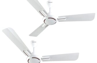 Havells 1200Mm Ambrose Es Ceiling Fan|Premium Finish,Deco. Fan,Elegant Looks,High Air Delivery,Energy Saving,100% Pure Copper Motor|2 Year Warranty By Brand|(4 Stars,Pack Of 2,Pearl White Wood)