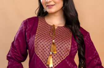 Tibra Attire Women Embroidered Straight Kurta(Maroon)