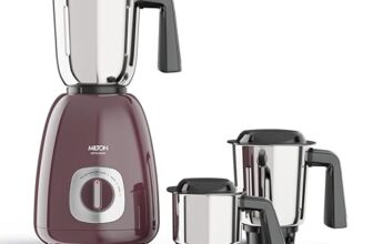 Milton Artis Mixer Grinder, ISI Certified, Grindstone Blade Technology with Noise Limiting design, 3 Jar, 800 W (22000 RPM), 5 yr motor warranty, 2 yr product warranty I Wine