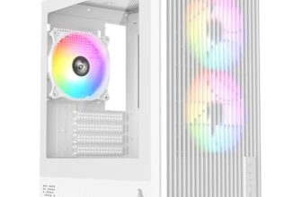 TAG Gamerz EVA Mid-Tower Computer PC Case/Gaming Cabinet, Front Mesh Panel, 3x Pre-Installed ARGB Fans | Supports M-ATX, ITX | 240mm Radiator Support | 4mm Tempered Glass, Supports Up to 8 Fans -White