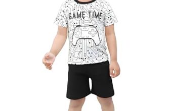 Toonyport Kids Gamer Printed T-Shirt and Shorts Set (White & Black) (12 Months – 18 Months, White & Black)