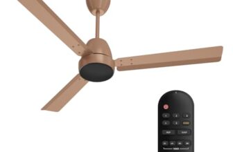 Crompton Energion Nucleoid 1200mm BLDC Ceiling Fan | Remote Control | BEE 5 Star Energy Rated | High Air Delivery | 4 Years Manufacturer Warranty | Gilded Beige