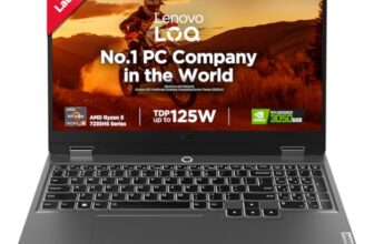 Lenovo LOQ, AMD Ryzen 5 7235HS, NVIDIA RTX 3050 6GB, 12GB RAM, 512GB SSD, 15.6″(39.6cm), 144Hz, Windows 11, Office Home 2024, Grey, 2.4Kg, 83JC00EEIN, 3 Mon. Game Pass Gaming Laptop