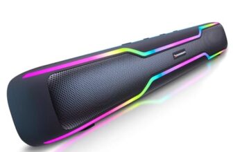 CrossBeats Blaze B50 (2025) Bluetooth 50W Soundbar Gaming RGB Light, AUX, BT, SD Card, USB &FM, 8 Hrs Playtime Fast Charge Sound bar Smart tv with Built-in mic, Speaker for Mobile, PC, Laptop – Black
