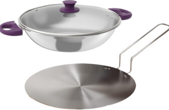 Lifelong LLTPC3 Triply Combo Kadhai (20 CM) with Lid, Roti Tawa Induction Bottom Cookware Set(Triply, 2 – Piece)