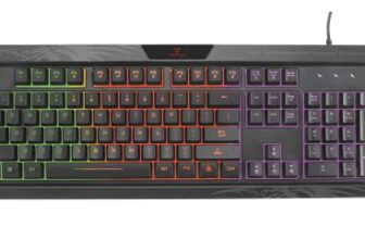 Vertux Promate Promate Gaming Keyboard, Professional Ergonomic Wired USB Gaming Keyboard with Vibrant Rainbow Backlit, 26 Anti-Ghosting Keys, 12 Multimedia Shortcut Keys and 4 Backlit Modes, Amber