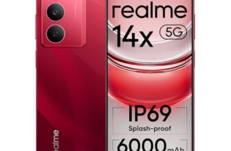 realme 14x 5G Smartphone 6+128GB red, 6.67-inch Screen, 120Hz Display, 6000mAh Battery, 80MP, MediaTek Dimensity 6300, ArmorShell Protection, IP69