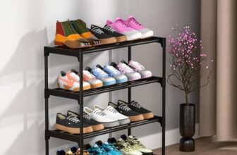 OPTIFINE Shoe Rack 4 Tier Shoe Rack With Shelf, Folding Shoerack For Bedroom, Living Room, Entryway, White, Footwear Stand For Home, Shoerack Plastic With Only 4 Layer