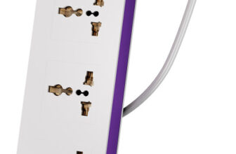 Crompton Powerbox Alpha S 4  Socket Extension Boards(White, Purple, 2 m)