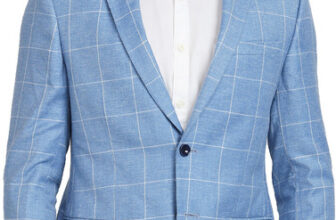 PARK AVENUE Checkered Mandarin Formal Men Blazer(Light Blue)