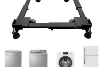 Lifelong Adjustable Washing Machine Stand with Wheels – Heavy Duty 180 kg Load Capacity Premium Steel Trolley for 5 kg–12 kg Top & Front Load Washing Machines, Refrigerator & Dishwasher | Anti-Vibration Base