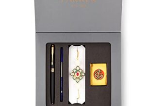 Parker Vector Fountain Pen, Refillable, Gold Trim, Stainless Steel with Free Wallet, Gold Nib (1 Count, Ink – Blue), Ideal for Gifting, Luxurious Pen for Professionals