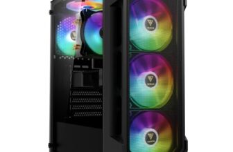 GAMDIAS Aura GC1 Elite Mesh RGB Mid-Tower Case/Gaming Cabinet | 4 Built-in 120mm ARGB Fans, Supports Mini-ITX, Micro-ATX, and ATX, AIO Support Front:360mm / Top:240mm / Rear:120mm