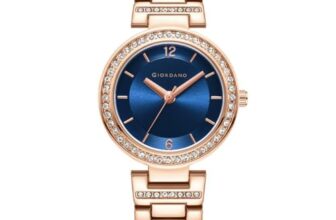 Giordano Stainless Steel Eleganza Collection Analog Watch for Women – GD4051-44, Dial Color-Rose Gold, Silver Band