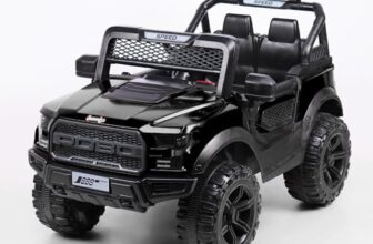 Jammbo POBO Battery Operated Premium Jeep for Kids – Ride on Toy Car with Bluetooth Music & Light – Electric Car Jeep Battery Car for Kids to Drive – Dual Control Mode Car (2 to 8 Years) – Black