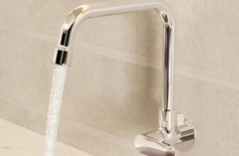 Kohler Beam Kitchen Faucet | Wall Mounted Kitchen Sink Tap | Cold-Only Single Lever Faucet with 360° Swivel | Water Saving Aerated Flow | Polished Chrome Finish | 10 Years Warranty