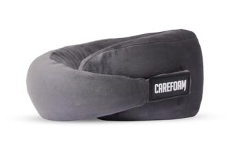 CareFoam Travel Neck Pillow | Premium Memory Foam Neck Pillow for Flight Travel, Car Sleeping | Adjustable Head Rest, Neck Rest Travelling Pillow for Sleeping Head Support