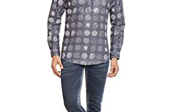 BE ACTIVE Men’s Printed Cotton Blend Short Kurta with Mandarin Collar || Short Kurta for Men Cotton || Stylish Short Kurta || Short Kurta Men (PR0444_M)