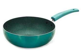 Nirlon Galaxy Induction Base Non Stick Aluminium Deep Kadhai|Wok|Kadai [24cm|Green]