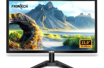 FRONTECH 22-inch, LED, HD 1680×1050, 60Hz, Black, Wall Mountable Slim & Stylish Design, 16.7M Colors, HDMI & VGA Ports, Built-in Power Supply Monitor (MON-0060)