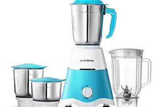 Longway Super Dlx Juicer Mixer Grinder | Up to 750 Watt Powerful Motor | 4 Jars for Grinding, Mixing, Juicing | 2 Year Warranty | Blue & White