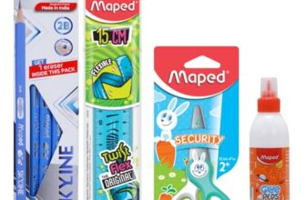 Maped Craft Kit for Kids|Pencil, Twist & Flex Ruler, Kidi cut Scissor,White Glue- A complete Craft Supply|Wooden Pencils|Shock proof Scissor|Ideal for young kids learning|Safe & Non-toxic For Children