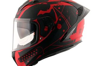 Axor Street Dc Batman ISI ECE and DOT Certified Full Face Helmet Dull Black Red, Size:L(59-60 cm)