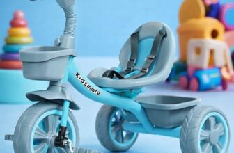 Kidsmate Starlight Premium Tricycle for Kids 2 to 5 yrs | Trikes for Boys & Girls | Baby Cycle with Eva Wheels, Bell and Toy Basket | Safe & Stylish Ride-On Bike | Max User Weight 30kg – Blue