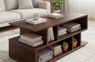 Green Soul Carya Engineered Wood Coffee Table (Walnut) | Living Room Center Table | 1 Surface Top and 2 Shelves | Warranty Protected