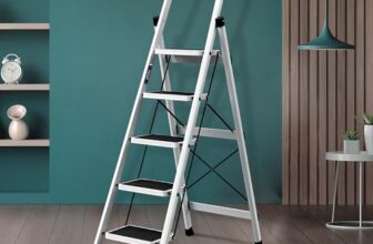 Plantex Ladder for Home/5 Step Steel Ladder with Minor Surface Marks from Transit, Fully Quality Checked/Anti-Skid Step Ladder/Assured by Plantex(Apex White)