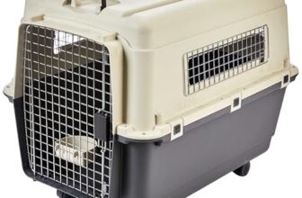 Amazon Basics Heavy Duty Pet Airline Carrier | IATA Approved Medium Pet Carrier | Travel Pet Kennel | Suitable for Medium Size Dogs | Breathable & Washable | 32 Inches