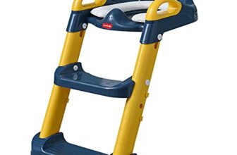 LuvLap trainer potty seat with ladder, potty seat cum toilet seat, Fits all standard size toilets for 1 + Year child, Suitable for potty training of Boys & Girls (Yellow & Blue)