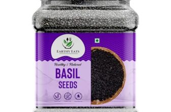 Earthy Eats Raw Basil Seeds 400gm | Tukmaria Seeds | Raw Sabja Beej for Eating | Healthy Deit Snacks Smoothies, Falooda | High in Fibre & Omega 3 | Natural and Unprocessed
