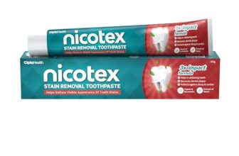 Cipla Nicotex Stain Removal Toothpaste | Teeth Whitening, Plaque Removal, Protection Against Decay And Cavities | Papain, Bromelain, Neem Extract, Meswak Extract | With Fluoride | Sls Free | 100G