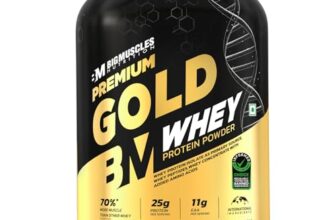 Bigmuscles Nutrition Premium Gold Whey [1Kg] | Informed Choice UK Certified | Isolate Whey Protein Blend | 25g Protein | 11g EAA | ProHydrolase Enzyme Technology [Chocolate]