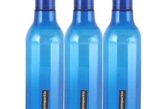 CELLO Aqua Sparkle Bottle Set of 3, 1000ml, Blue | 100% food grade | Leak proof and Break proof | Perfect for staying hydrated at the school, college, work and outdoor adventures Water Bottle