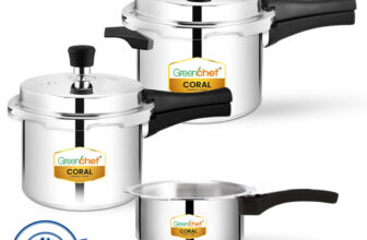 Greenchef Coral Combo 5 L, 3 L, 2 L Outer Lid Pressure Cooker(Aluminium)