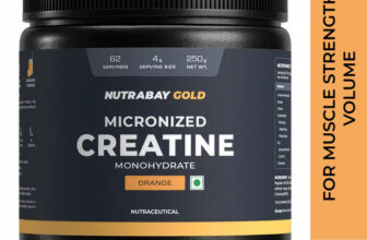 Nutrabay Gold Micronized Creatine Monohydrate, Pre/Post Workout, Flavoured Amino Acid Creatine(250 g, Orange)