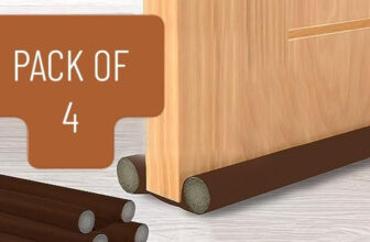 PYORIT Twin Door Draft Fabric Cover Guard, Cool/Hot Maintain in Room | Door Gap Sealer (Pack of 4) Under Door Protector/Seal Cover Twin Draft Blocker Guard with Dust Floor Mounted Door Stopper(Brown)