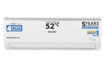 Voltas 173V CAE 1.4 ton 3 star inverter Split AC| 4-IN-1 Adjustable mode | Energy Efficient | High ambient Cooling-cools even at 52°C| Anti dust filter with Anti-microbial coating| Copper Coil| White