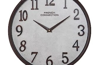 French Connection Luxury Wall Clock with Light Grey Luxury Design – Size: 12 Inches – FCWC12-A