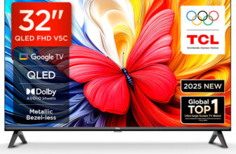 TCL V5C 80 cm (32 inch) QLED Full HD Smart Google TV 2025 Edition with 100% Color Volume Plus | 24W Dolby Audio | Google Assitant | Chromecast built-in | Slim Design(32V5C)
