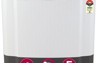 LG 7 kg 5 Star with Wind Jet Dry, Collar Scrubber and Rust Free Plastic Base Semi Automatic Top Load Washing Machine Grey, White(P7020NGAZ)