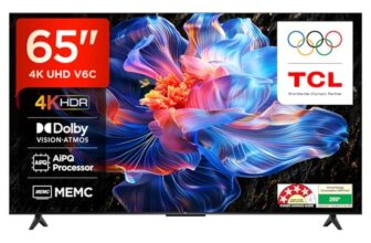 TCL 164 cm (65 inches) Metallic Bezel Less Series 4K Ultra HD Smart LED Google TV 65V6C (Black)