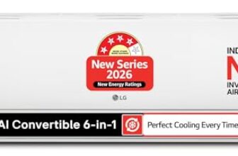 LG 1 Ton 4 Star DUAL Inverter Split AC (Copper, AI Convertible 6-in-1 with VIRAAT Mode, Faster Cooling & Energy Saving, 4 Way Swing, HD Filter with AntiVirus Protection, AS-Q13JNYE, White)