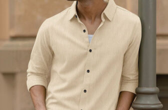 Mast & Harbour Men Solid Casual Beige Shirt