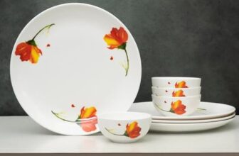 Clay Craft Fine Ceramic Eco Dinner Set, Enchanting Gold, for Family of 4, Dinner Set Ceramic, Crockery Set, Dining Set for Dinner, Crockery Set for Gift, Kitchen Set (ECO3, 8 Pieces)